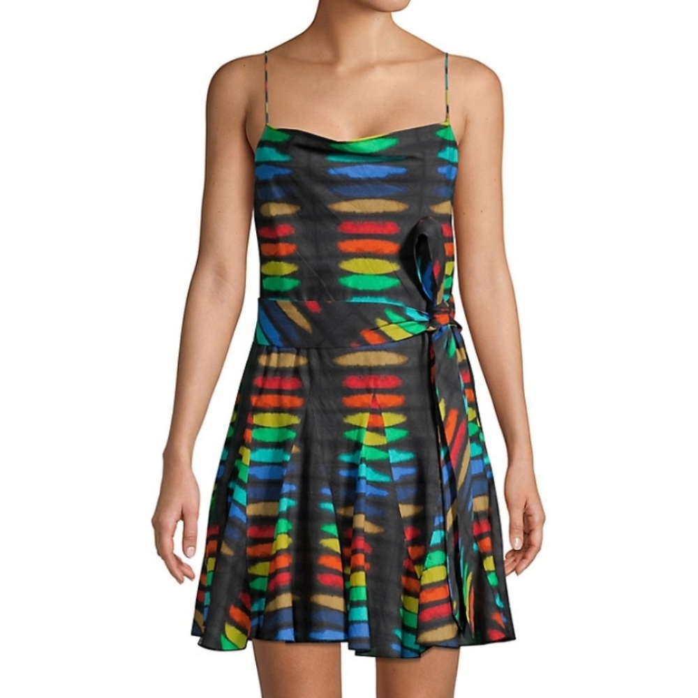 NEW Alice + Olivia Belted Multicolor Print Dress